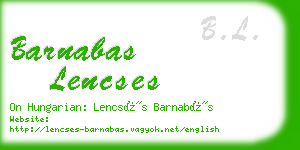 barnabas lencses business card